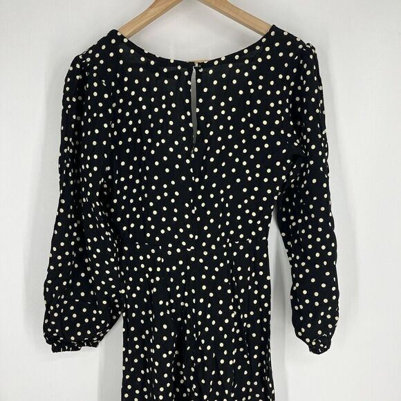 Faithfull The Brand Anthropologie Jumpsuit Size XS Black Helena Polka Dot Bow - Picture 8 of 12
